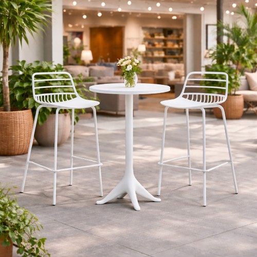 Σετ (3τμχ) Τραπέζι με 2 Καρέκλες Στρογγυλό 60×60×110cm Vivian GRD536-2235-WH Λευκό