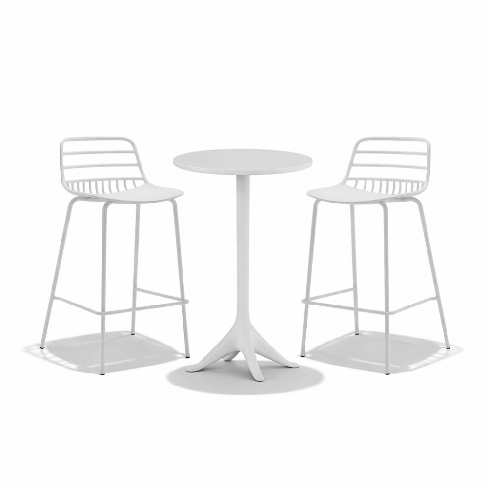 Σετ (3τμχ) Τραπέζι με 2 Καρέκλες Στρογγυλό 60×60×110cm Vivian GRD536-2235-WH Λευκό