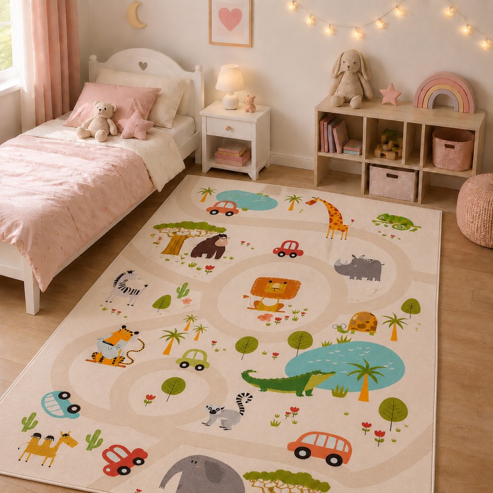 Παιδικό Χαλί-Πατάκι 3D Happy Safari K41-BG-140 140X200cm - Πούδρα