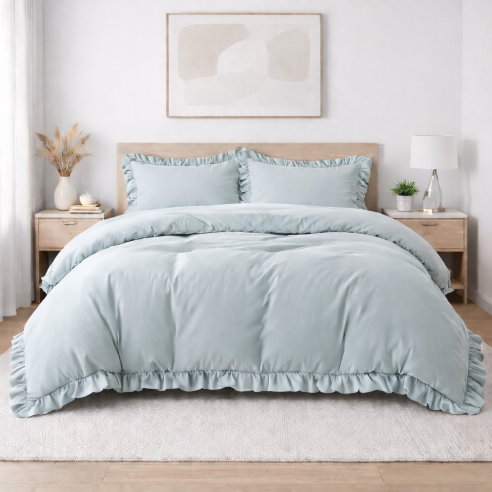 Σετ Υπέρδιπλη Παπλωματοθήκη 200x220cm με Βολάν Kokosh Γκρι - Πράσινο (6 Τεμ) KOKOSH-GR-N Σετ Υπέρδιπλη Παπλωματοθήκη 200x220cm με Βολάν Kokosh Γκρι - Πράσινο (6 Τεμ) KOKOSH-GR-N