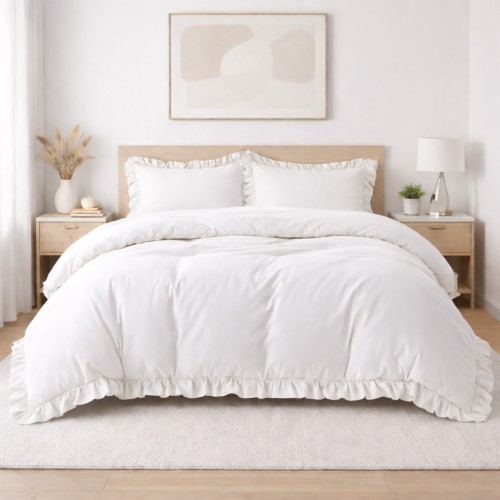 Σετ Υπέρδιπλη Παπλωματοθήκη 200x220cm με Βολάν Kokosh Ιβουάρ (6 Τεμ) KOKOSH-IV