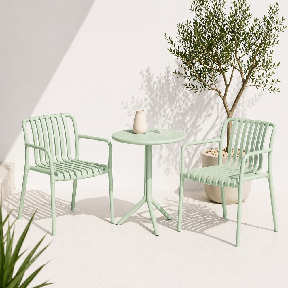 Σετ (3τμχ) Τραπέζι με 2 Καρέκλες Στρογγυλό 60x60x75 Moda GRD549-ROUND-MNT Μέντα