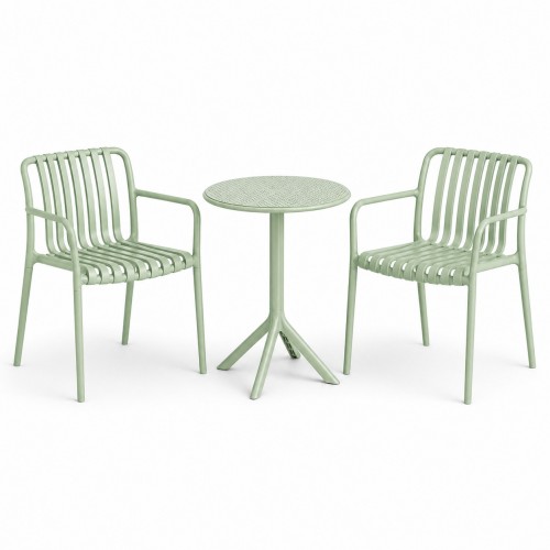 Σετ (3τμχ) Τραπέζι με 2 Καρέκλες Στρογγυλό 60x60x75 Moda GRD549-ROUND-MNT Μέντα