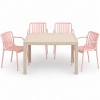 Σετ (5τμχ) Τραπεζαρία κήπου και Βεράντας Moda (120x70x75) GRD549-120-5-BGPN Μπεζ - Ροζ