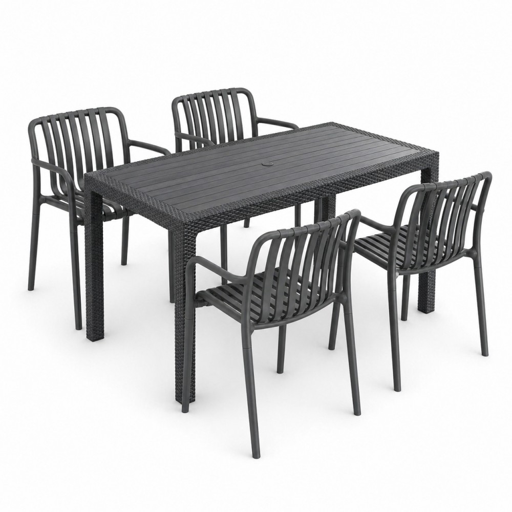 Σετ (5τμχ) Τραπεζαρία κήπου και Βεράντας Moda (120x70x75) GRD549-120-5-ANTGR Ανθρακί-Γκρι