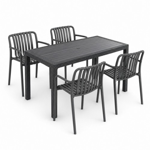 Σετ (5τμχ) Τραπεζαρία κήπου και Βεράντας Moda (120x70x75) GRD549-120-5-ANTGR Ανθρακί-Γκρι
