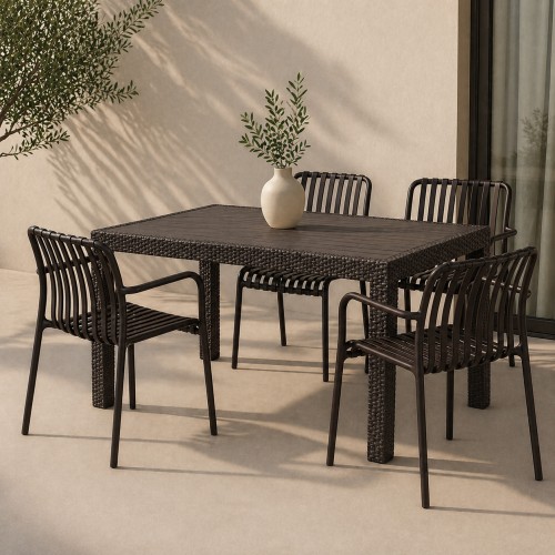 Σετ (5τμχ) Τραπεζαρία κήπου και Βεράντας Moda (120x70x75) GRD549-120-5-BR Καφέ 