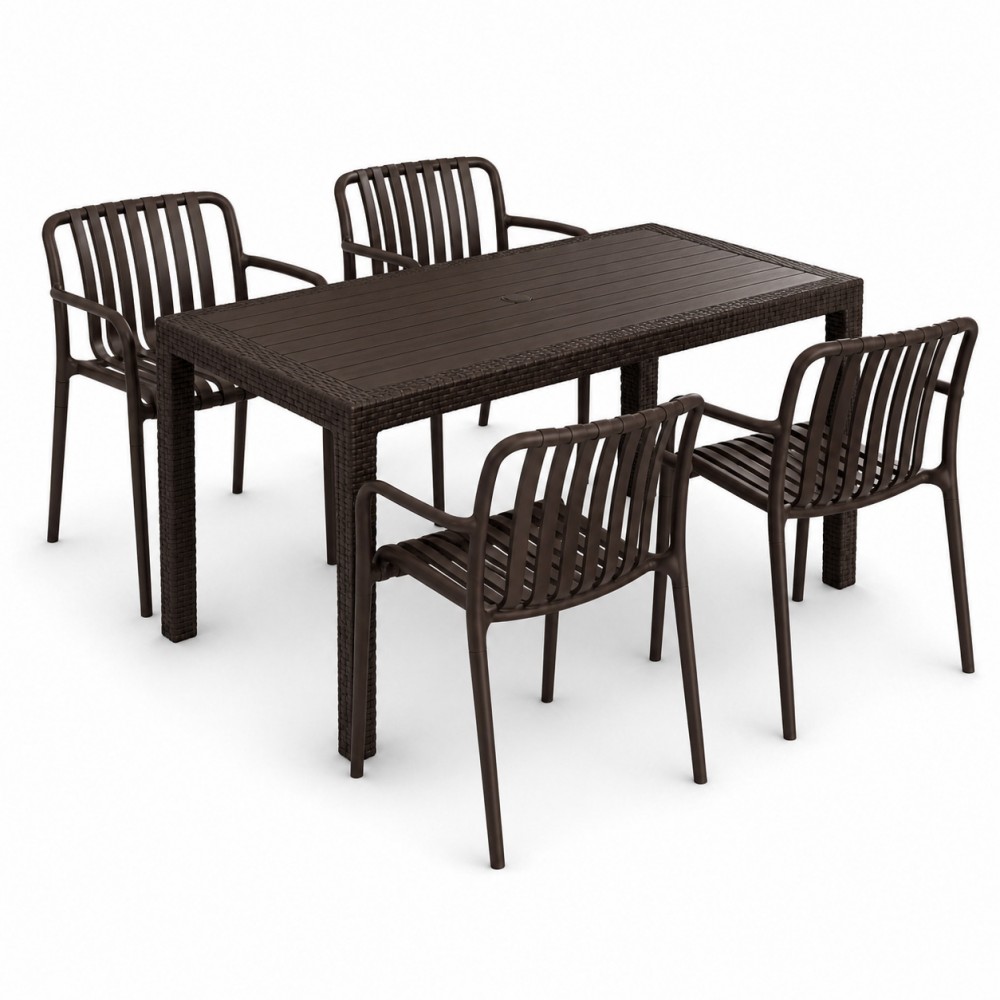Σετ (5τμχ) Τραπεζαρία κήπου και Βεράντας Moda (120x70x75) GRD549-120-5-BR Καφέ 