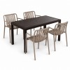 Σετ (5τμχ) Τραπεζαρία κήπου και Βεράντας Moda (120x70x75) GRD549-120-5-BRVZ Καφέ-Βιζον 
