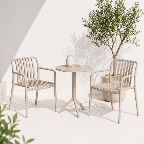 Σετ (3τμχ) Τραπέζι με 2 Καρέκλες Στρογγυλό 60x60x75 Moda GRD549-ROUND-BG Μπέζ