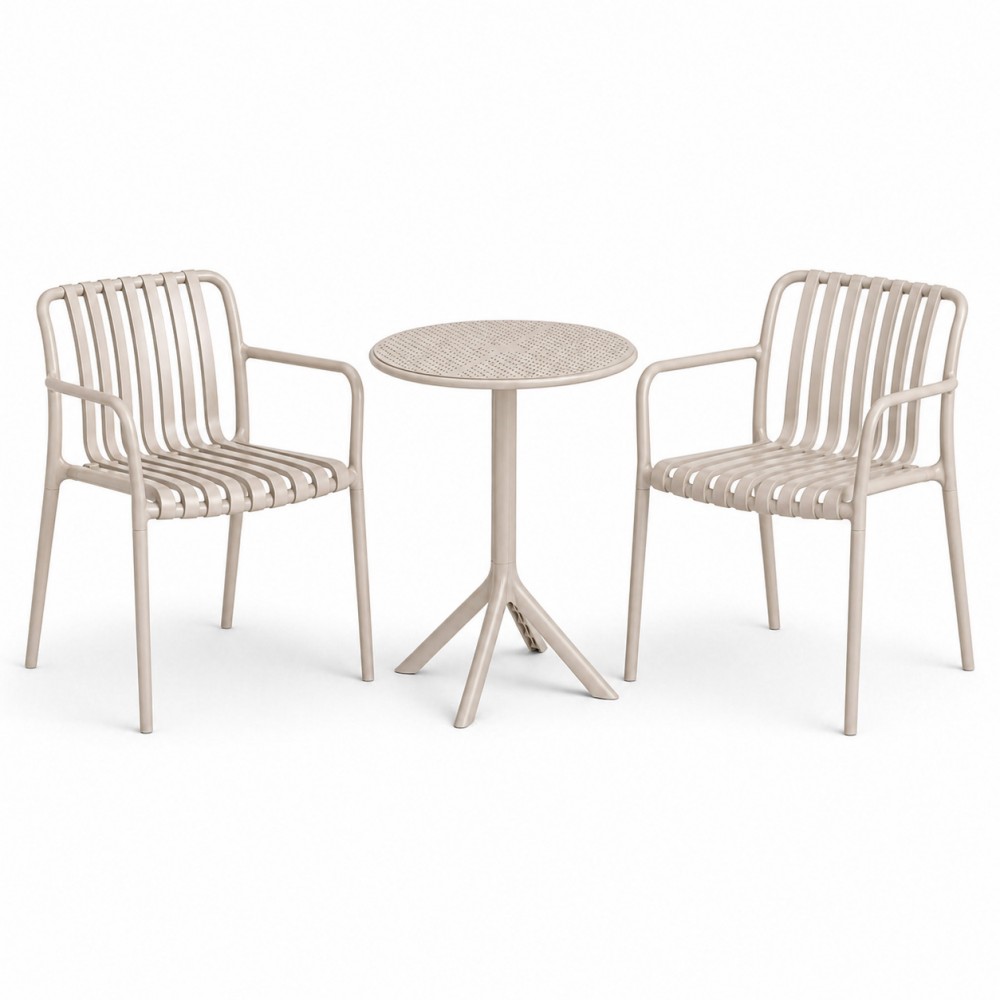 Σετ (3τμχ) Τραπέζι με 2 Καρέκλες Στρογγυλό 60x60x75 Moda GRD549-ROUND-BG Μπέζ
