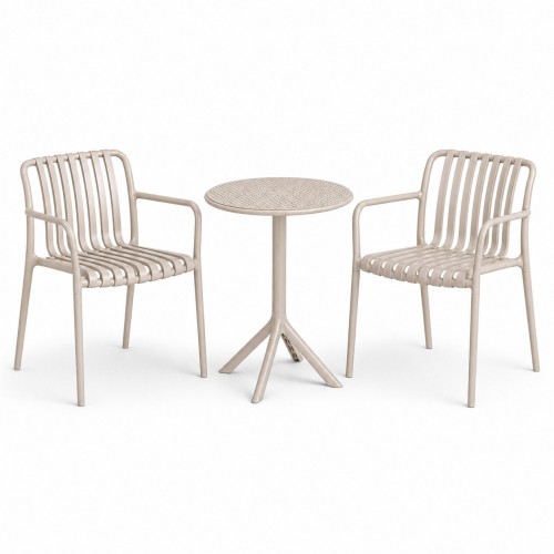 Σετ (3τμχ) Τραπέζι με 2 Καρέκλες Στρογγυλό 60x60x75 Moda GRD549-ROUND-BG Μπέζ
