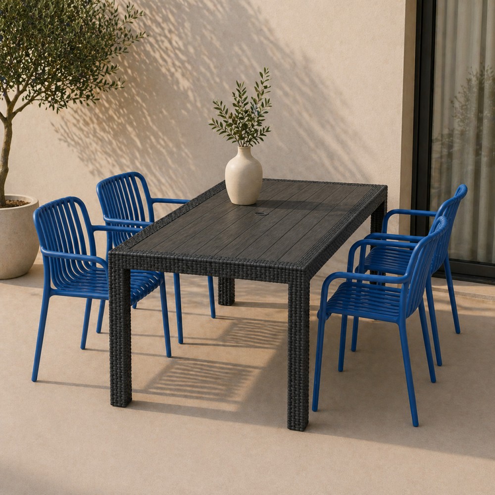 Σετ (5τμχ) Τραπεζαρία κήπου και Βεράντας Moda (120x70x75) GRD549-120-5-ANTBLU Ανθρακί-Μπλε