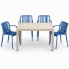 Σετ (5τμχ) Τραπεζαρία κήπου και Βεράντας Moda (120x70x75) GRD549-120-5-BGBLU Μπεζ-Μπλε