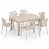 Σετ (7τμχ) Τραπεζαρία Κήπου και Βεράντας Moda (150x90x75) GRD549-150-7-BG Μπεζ