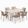 Σετ (7τμχ) Τραπεζαρία Κήπου και Βεράντας Moda (150x90x75) GRD549-150-7-BGVZ Μπεζ-Βιζον