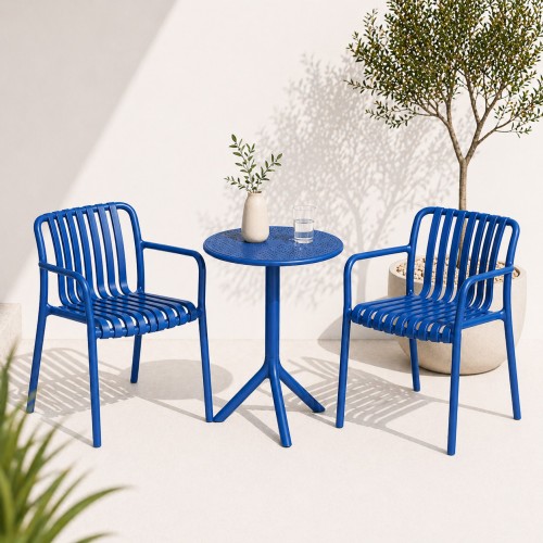 Σετ (3τμχ) Τραπέζι με 2 Καρέκλες Στρογγυλό 60x60x75 Moda GRD549-ROUND-BLU Μπλε