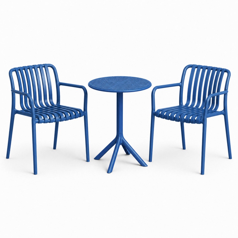 Σετ (3τμχ) Τραπέζι με 2 Καρέκλες Στρογγυλό 60x60x75 Moda GRD549-ROUND-BLU Μπλε