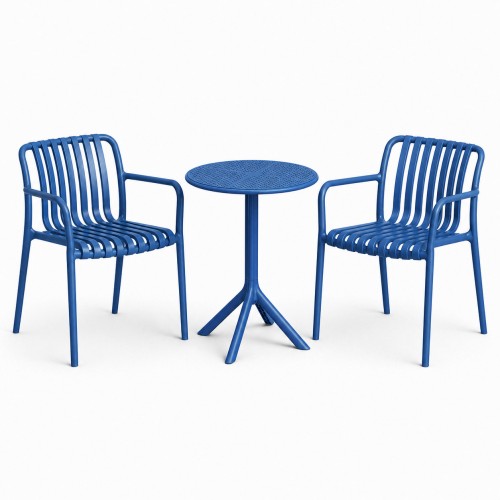 Σετ (3τμχ) Τραπέζι με 2 Καρέκλες Στρογγυλό 60x60x75 Moda GRD549-ROUND-BLU Μπλε