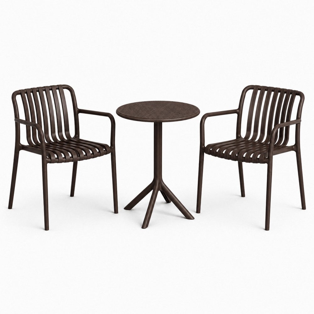 Σετ (3τμχ) Τραπέζι με 2 Καρέκλες Στρογγυλό 60x60x75 Moda GRD549-ROUND-BR Καφέ