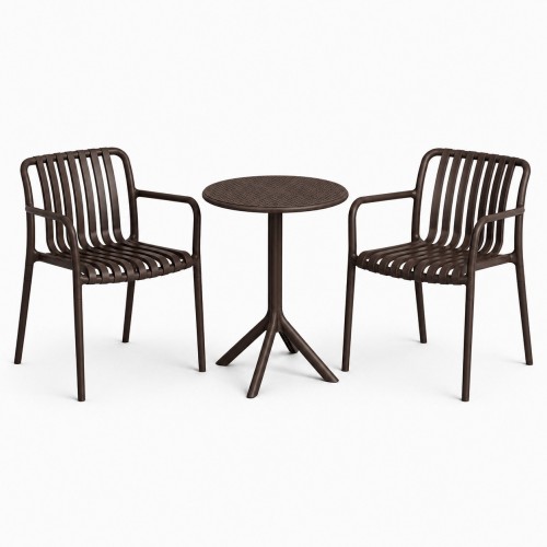 Σετ (3τμχ) Τραπέζι με 2 Καρέκλες Στρογγυλό 60x60x75 Moda GRD549-ROUND-BR Καφέ