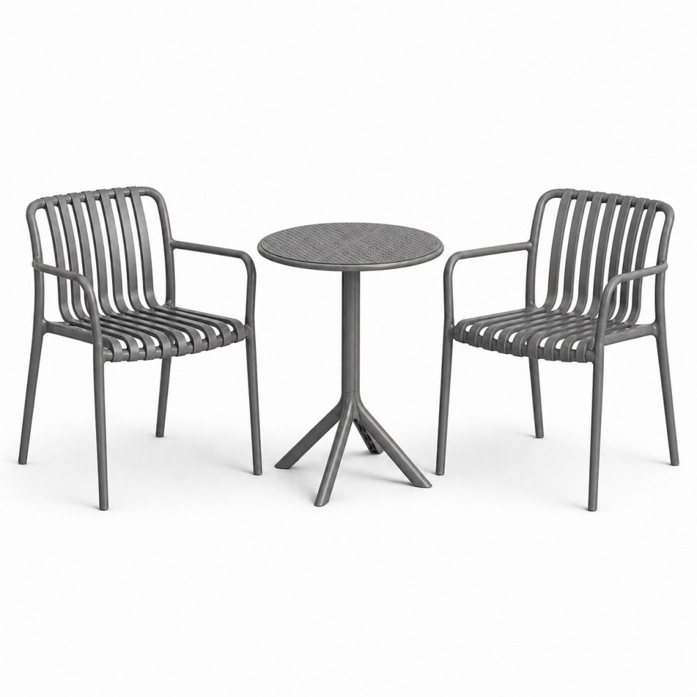 Σετ (3τμχ) Τραπέζι με 2 Καρέκλες Στρογγυλό 60x60x75 Moda GRD549-ROUND-GR Γκρι