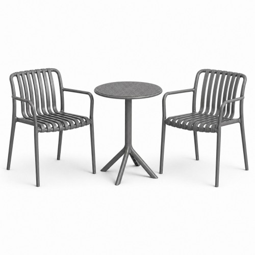 Σετ (3τμχ) Τραπέζι με 2 Καρέκλες Στρογγυλό 60x60x75 Moda GRD549-ROUND-GR Γκρι