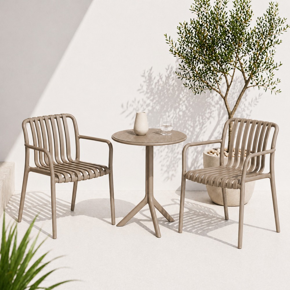 Σετ (3τμχ) Τραπέζι με 2 Καρέκλες Στρογγυλό 60x60x75 Moda GRD549-ROUND-VZ Βιζόν