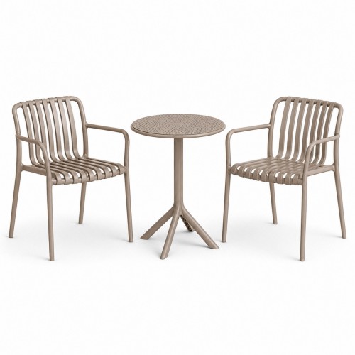 Σετ (3τμχ) Τραπέζι με 2 Καρέκλες Στρογγυλό 60x60x75 Moda GRD549-ROUND-VZ Βιζόν