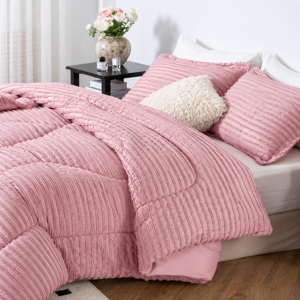 1 + 1 Δώρο Υπέρδιπλο Σετ Πάπλωμα 3τμχ Ruffles 220X240cm Ροζ (220X240cm) QLS-D-PN
