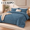 1 Υπέρδιπλο + 1 Μονό Δώρο Σετ Πάπλωμα Ruffles 220X240cm Πετρόλ (220X240cm) QLS-DS-BLU