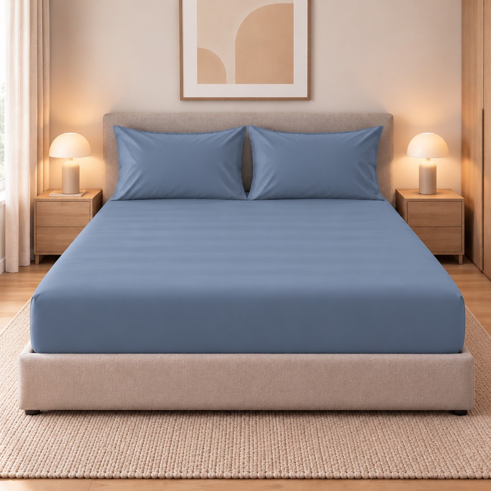 Μονό Σεντόνι μεμονωμένο με λάστιχο 100x200cm Pocket Μπλε SF15-BLU-S
