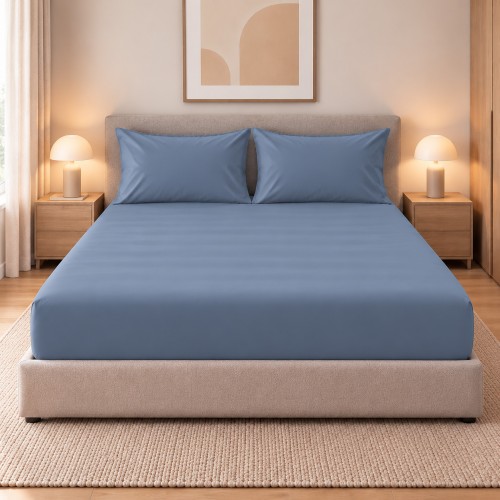 Μονό Σεντόνι μεμονωμένο με λάστιχο 100x200cm Pocket Μπλε SF15-BLU-S