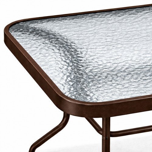 Μεταλλικό Τραπέζι Κήπου με Τζάμι Ασφαλείας 150x90x70cm Luma Καφέ YLGT-005A-150-BR