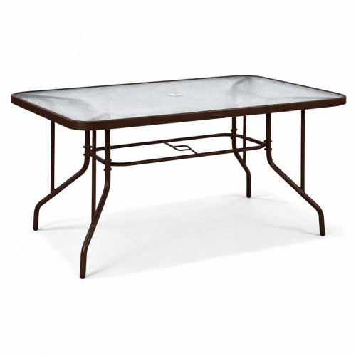 Μεταλλικό Τραπέζι Κήπου με Τζάμι Ασφαλείας 150x90x70cm Luma Καφέ YLGT-005A-150-BR