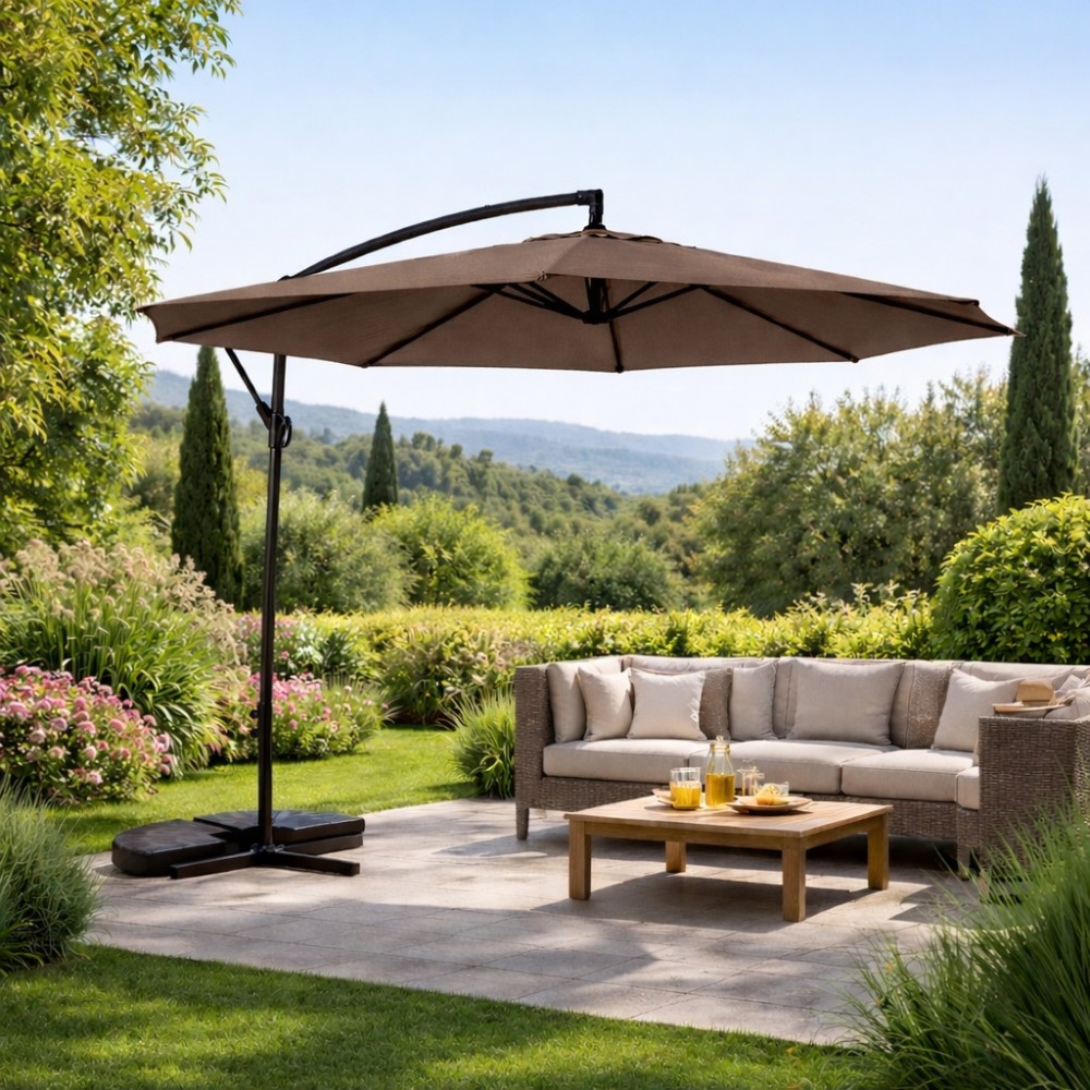 Banana Ατσάλινη Αδιάβροχη Ομπρέλα εξωτερικού χώρου 3m με Μανιβέλα U1003-VZ Βιζόν