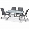 Σετ (5τμχ) Μεταλλική Τραπεζαρία Κήπου με Τζάμι Ασφαλείας Luma (120x60x70cm) GRDANDROS-LUMA-5-ANT Ανθρακί