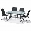 Σετ (5τμχ) Μεταλλική Τραπεζαρία Κήπου με Τζάμι Ασφαλείας & 4 Καρέκλες με μαύρο κάθισμα και ανθαρακί μέταλλο Luma (120x60x70cm) GRDANDROS-LUMA-5-ANTBL Ανθρακί-Μαύρο