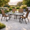 Σετ (5τμχ) Μεταλλική Τραπεζαρία Κήπου με Τζάμι Ασφαλείας Luma (120x60x70cm) GRDANDROS-LUMA-5-BR Καφέ
