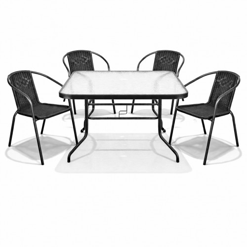 Σετ (5τμχ) Μεταλλική Τραπεζαρία Κήπου και Βεράντας με Τζάμι Ασφαλείας Luma (120x60x70cm) GRDWICKER-LUMA-5-ANT Ανθρακί