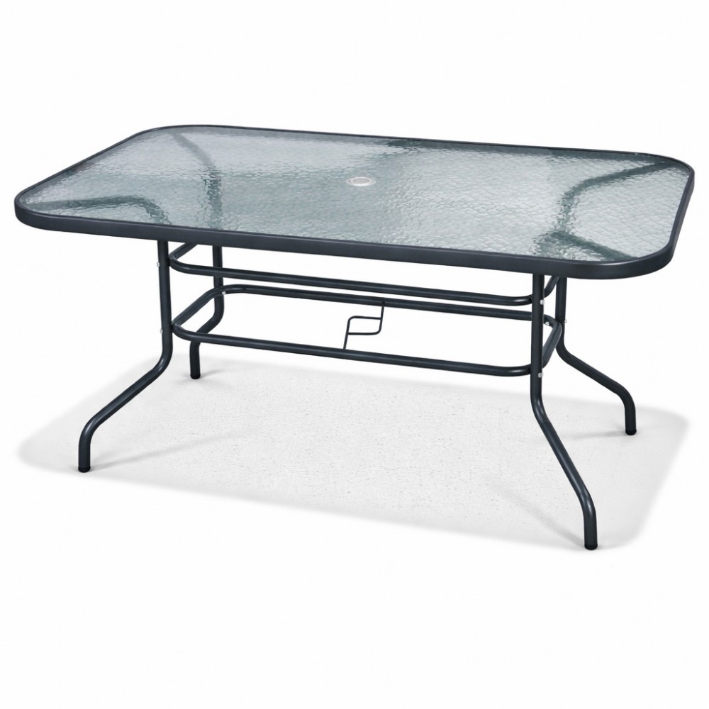 Μεταλλικό Τραπέζι Κήπου με Τζάμι Ασφαλείας Luma 120x60x70cm YLGT-024-120-ANT Ανθρακί