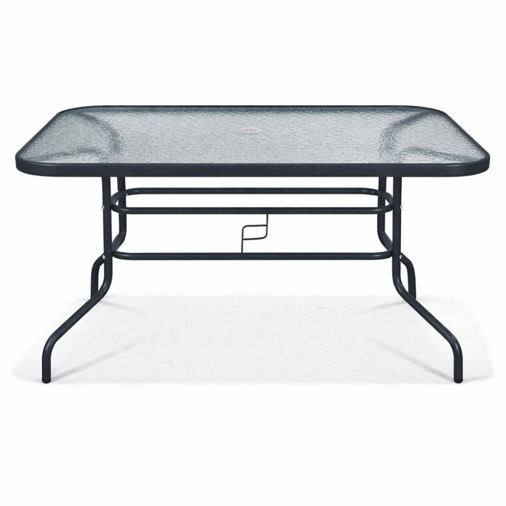 Μεταλλικό Τραπέζι Κήπου με Τζάμι Ασφαλείας Luma 120x60x70cm YLGT-024-120-ANT Ανθρακί