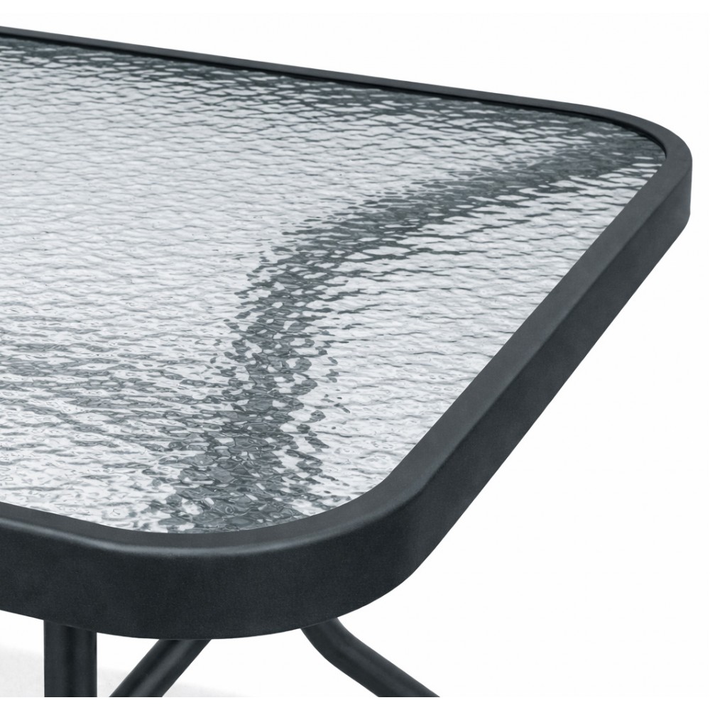 Μεταλλικό Τραπέζι Κήπου με Τζάμι Ασφαλείας Luma 120x60x70cm YLGT-024-120-ANT Ανθρακί