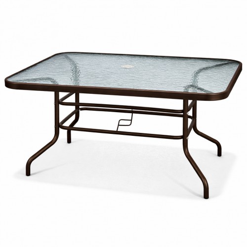 Μεταλλικό Τραπέζι Κήπου με Τζάμι Ασφαλείας Luma 120x60x70cm YLGT-024-120-BR Καφέ