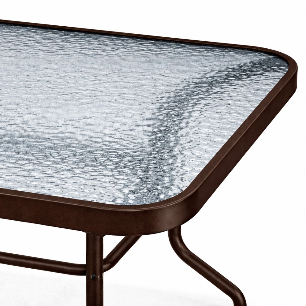 Μεταλλικό Τραπέζι Κήπου με Τζάμι Ασφαλείας Luma 120x60x70cm YLGT-024-120-BR Καφέ