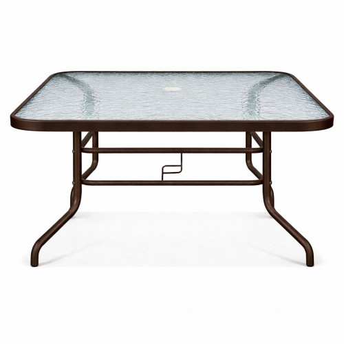 Μεταλλικό Τραπέζι Κήπου με Τζάμι Ασφαλείας Luma 120x60x70cm YLGT-024-120-BR Καφέ