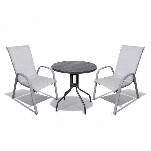 Σετ (3τμχ) Τραπέζι ανθρακί με 2 Αποσπώμενες Καρέκλες Ανοιχτό γκρι 60x60x69cm Retzo GRDANDROS-RETZO-ANTLGR