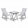 Σετ (3τμχ) Πτυσσόμενο Τραπέζι με Τζάμι Ασφαλείας Ανθρακί & 2 Αποσπώμενες Καρέκλες Ανοιχτό γκρι Samos 50x50x70 GRDANDROS-SAMOS-ANTLGR