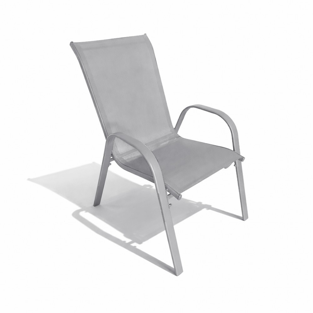Andros Textilene Αδιάβροχη Μεταλλική Καρέκλα Κήπου Με Αποσπώμενα Πόδια 92x54x70cm Γκρι Ανοιχτό YLST-013-LGR
