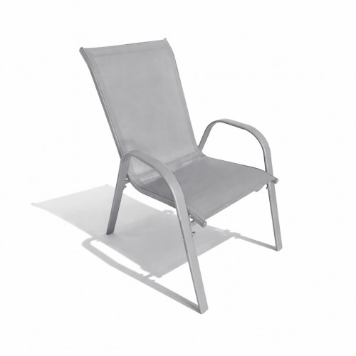 Andros Textilene Αδιάβροχη Μεταλλική Καρέκλα Κήπου Με Αποσπώμενα Πόδια 92x54x70cm Γκρι Ανοιχτό YLST-013-LGR